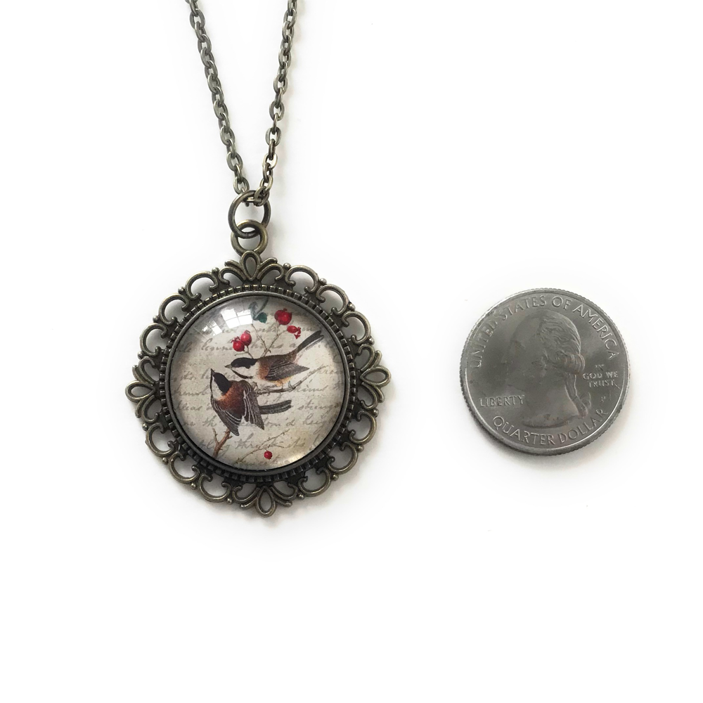 Chickadee Necklace - Vintage Style