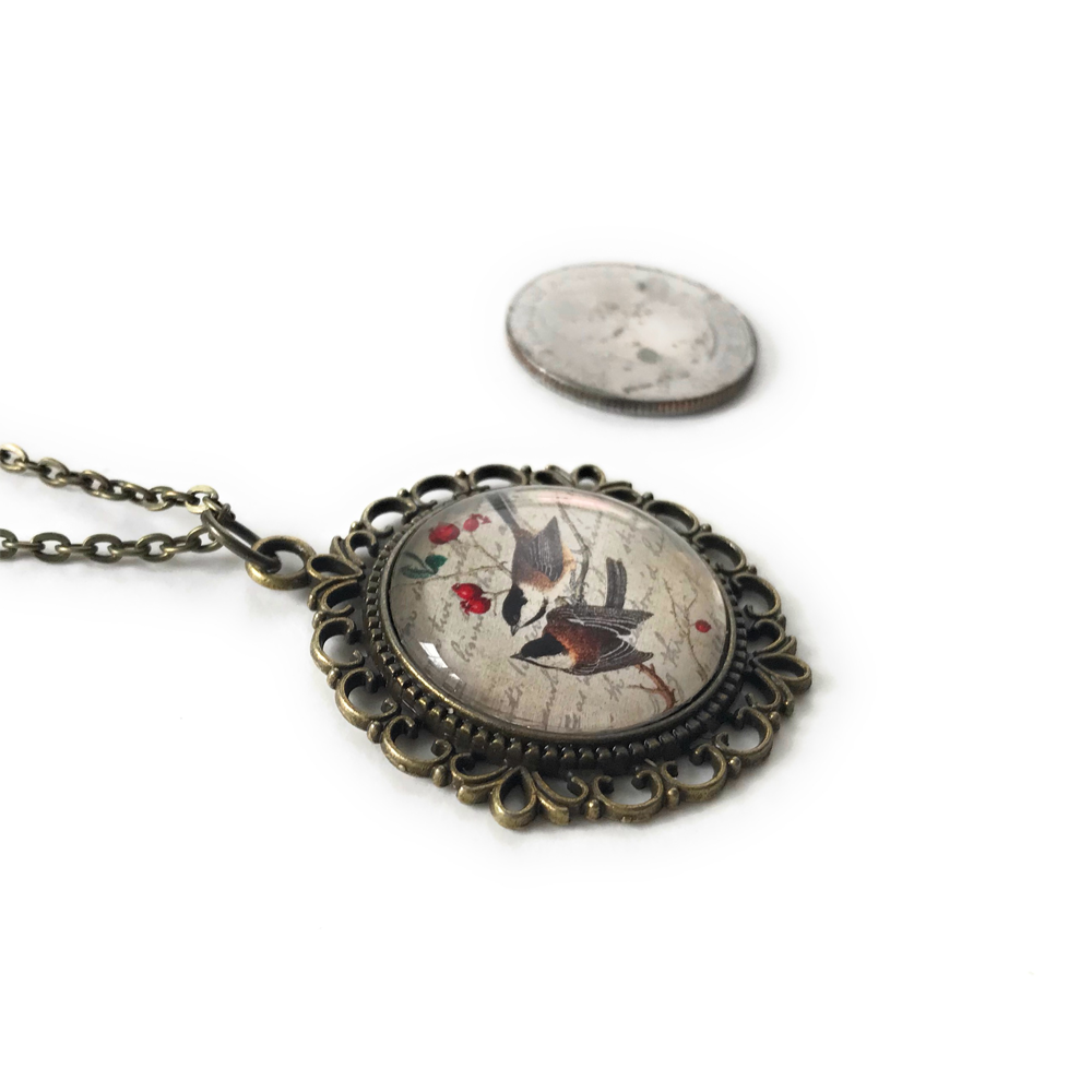 Chickadee Necklace - Vintage Style