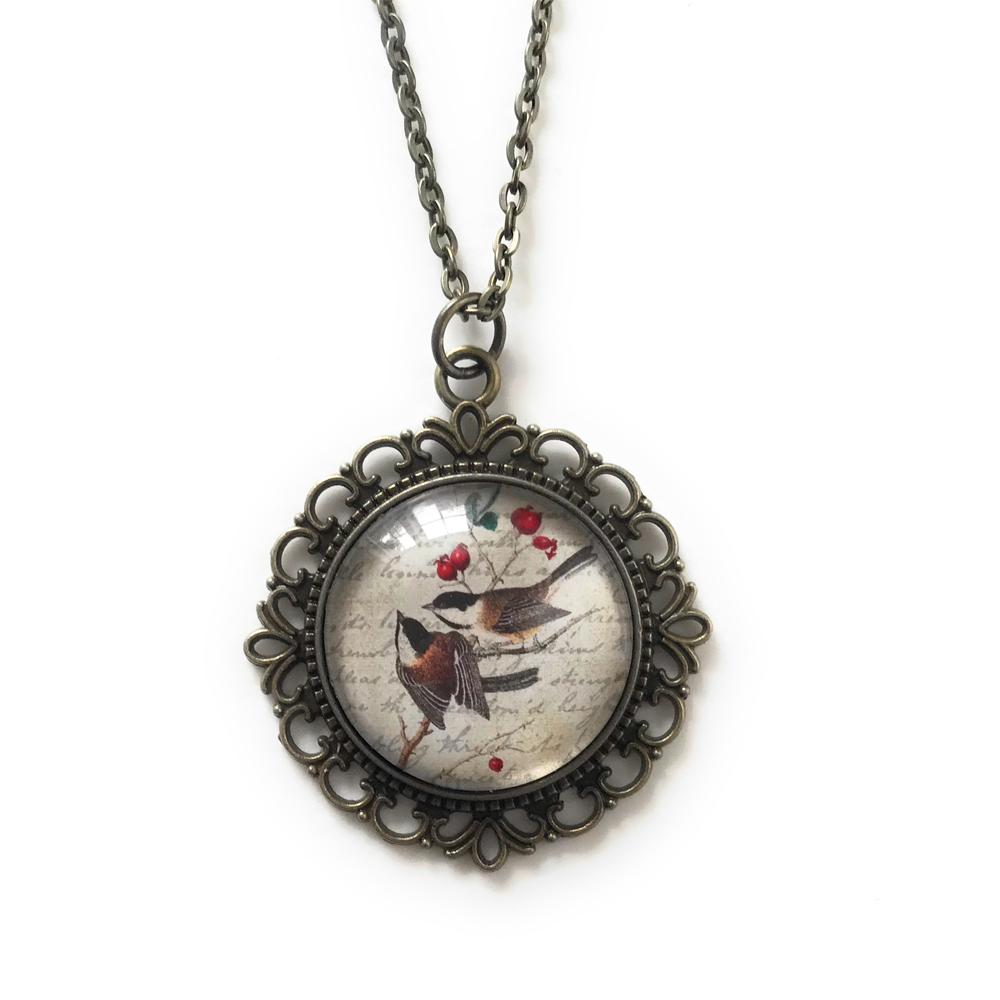 Chickadee Necklace - Vintage Style